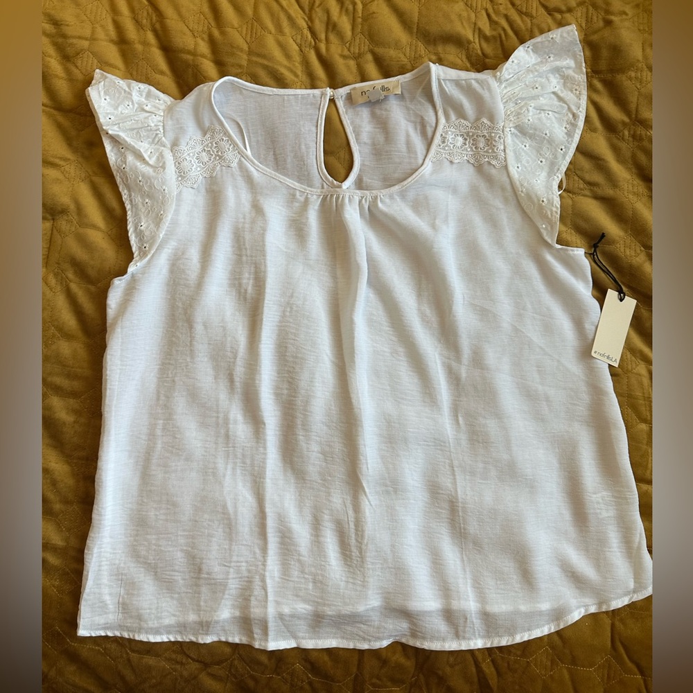 Eyelet Sleeved White Blouse